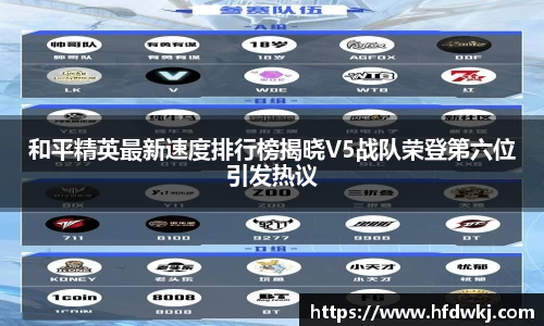 和平精英最新速度排行榜揭晓V5战队荣登第六位引发热议