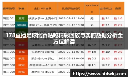 178直播足球比赛咕咚精彩回放与实时数据分析全方位解读